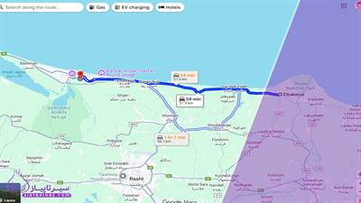 فاصله زیباکنار تا انزلی چقدر است؟