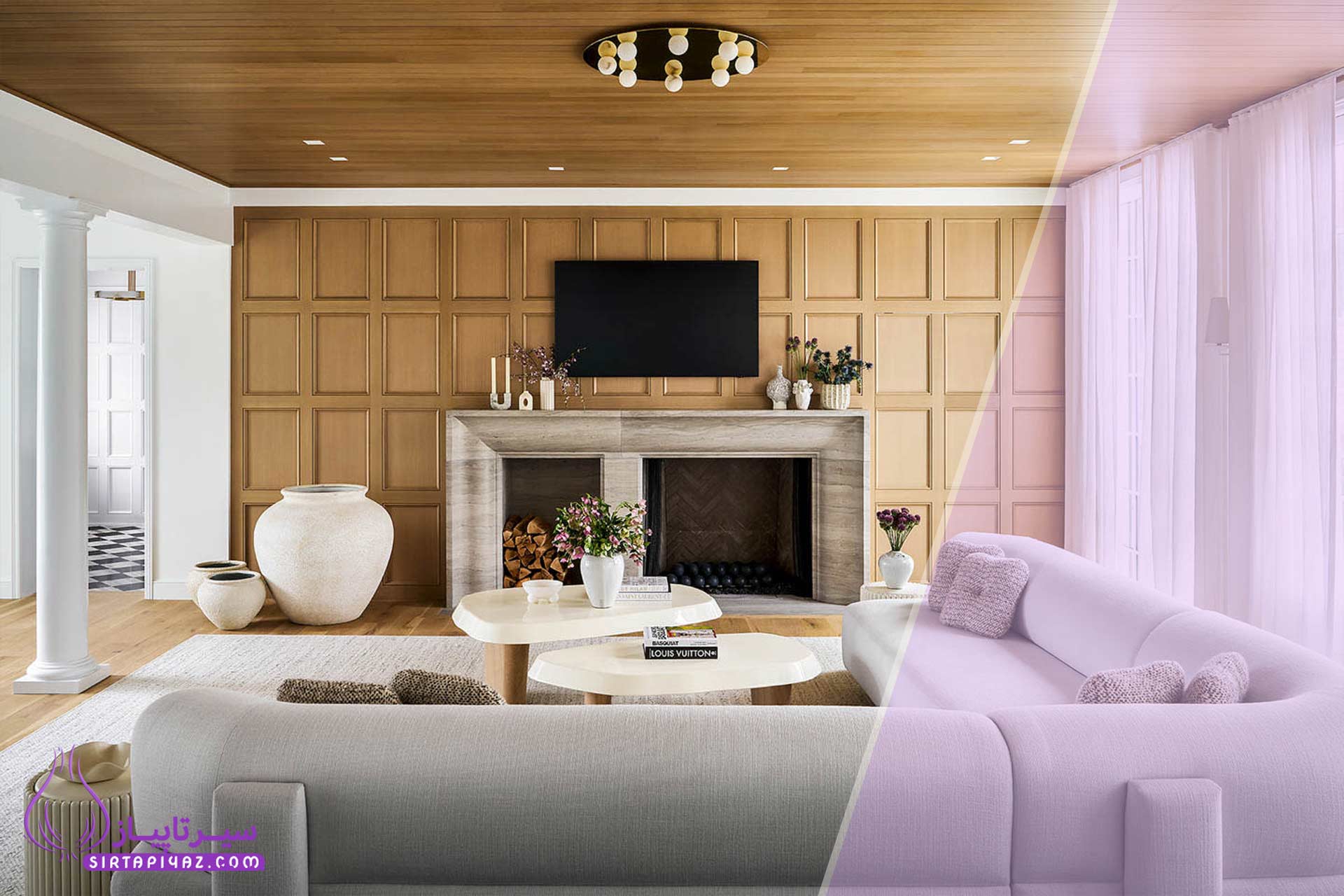 طراحی مدرن دیوار با قاب بندی و پنل های پیش ساخته