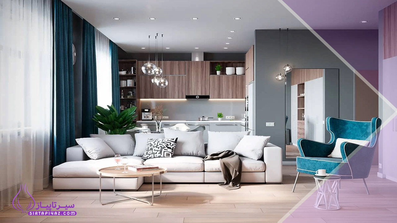 راز زیبایی اتاق نشیمن با ترکیب رنگ گرم و سرد