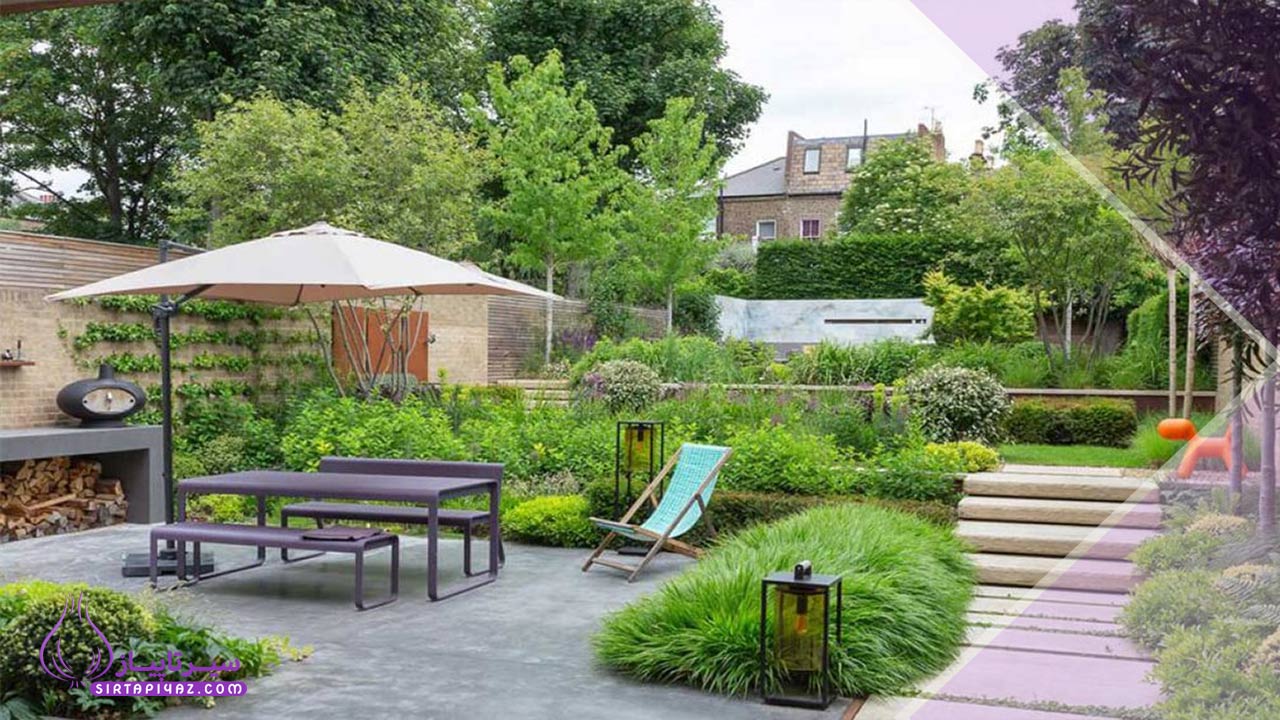 تفکیک فضاهای نشیمن و غذاخوری در فضای باز منزل