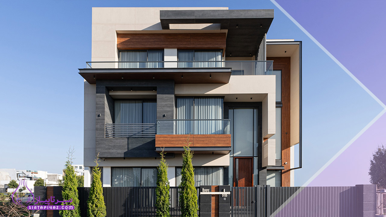 ترکیب رنگ های طبیعی و مصالح در طراحی نمای ساختمان