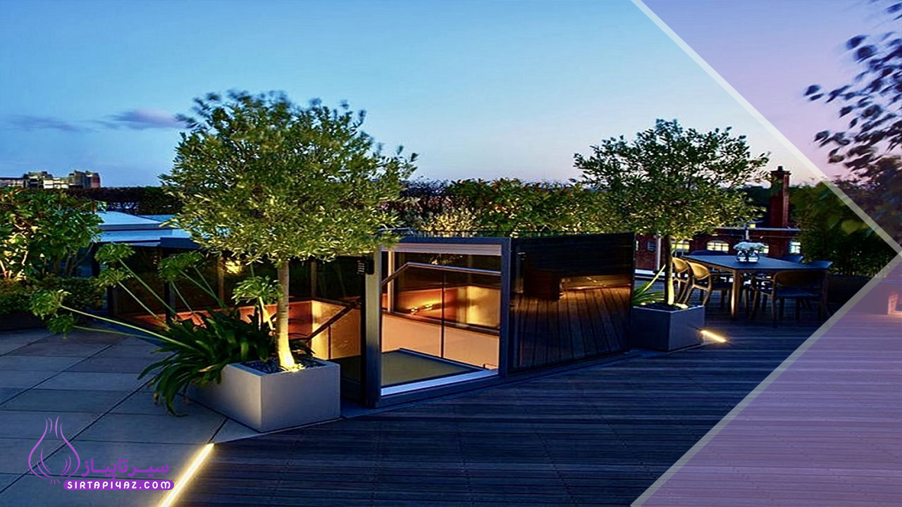 داسازی فضاهای نشیمن و غذاخوری در حیاط و تراس